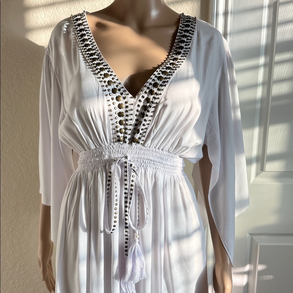 Back from Bali Elegant White Swim Cover-Up Size Large. - Picture 5 of 15